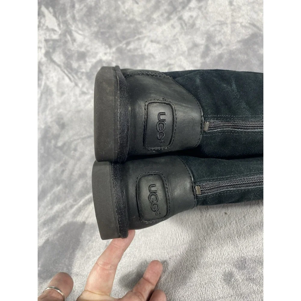 Ugg Australia Tall Boots Kids Sz 4 Jesslyn Classic Black Suede Warm Sherpa Comfy
